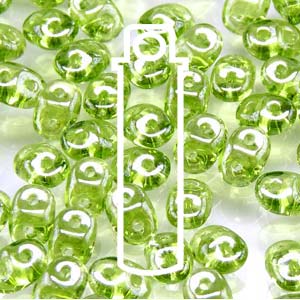 Olivine White Luster Superduo Beads