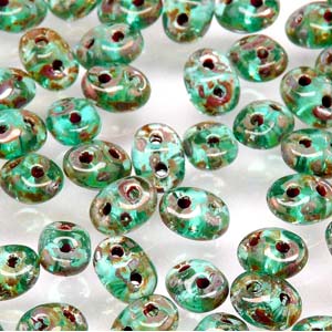 Aqua Picasso Superduo Beads