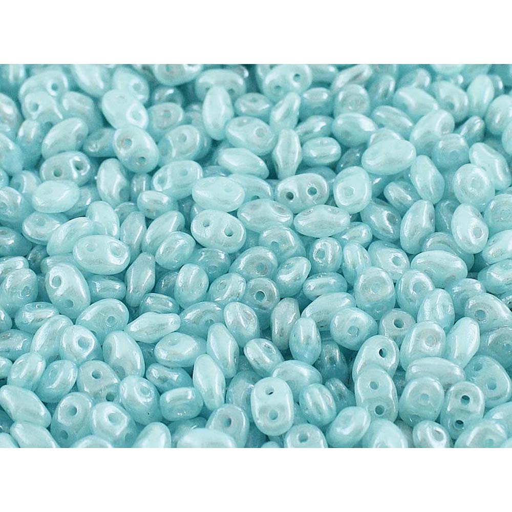 Opal Aqua White Luster Superduo Beads