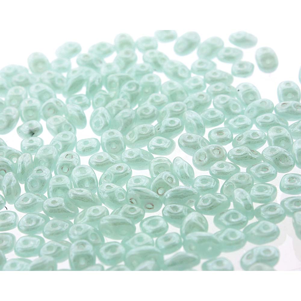 Silk Green Aqua White Luster Superduo Beads