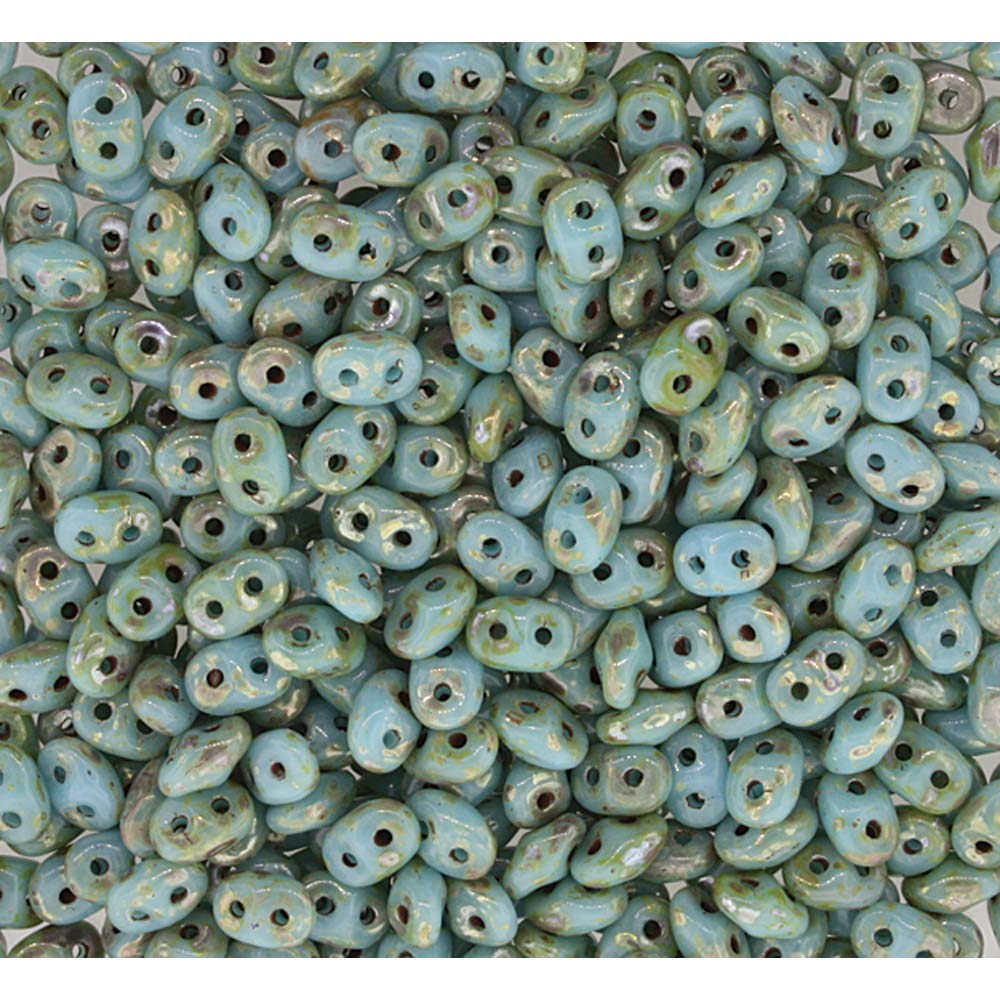 Turquoise Blue Picasso Superduo Beads
