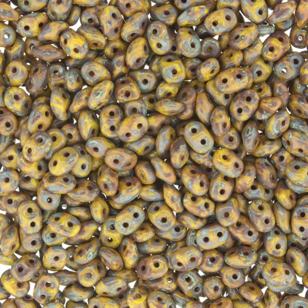 Lemon Travertine Dark Superduo Beads