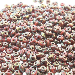 Opaque Orange Bronze Picasso Superduo Beads