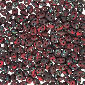 MINIDUO 2X4MM OPAQUE CORAL DARK TRAVERTINE