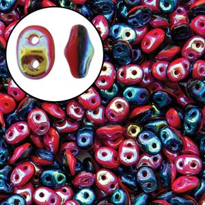 Duet Red Black Full AB Superduo Beads