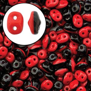 Duet Red Black Opaque Superduo Beads