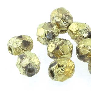 6MM Round Etch Full Amber Czech Glass Fire Polished Beads