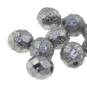 6MM Round Etched Full Chrome Czech Glass Fire Polished Beads