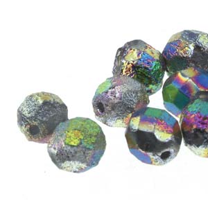 6MM Round Etch Full Vitrail Czech Glass Fire Polished Beads