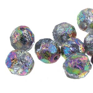 6MM Round Etch Full Vitrail Green Czech Glass Fire Polished Beads