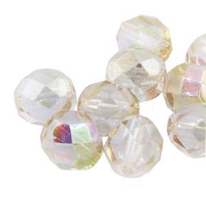 6MM Round Crystal Yellow Rainbow Czech Glass Fire Polished Beads