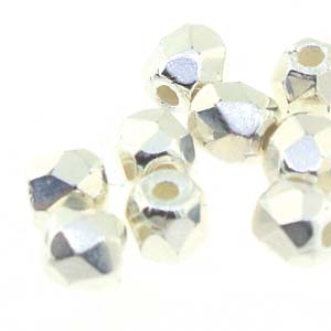 3MM Silver Plated Fire Polished Beads