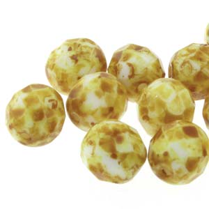 6MM Round Chalk Travertine Czech Glass Fire Polished Beads