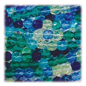 6MM Round Lagoon Mix Czech Glass Fire Polished Beads