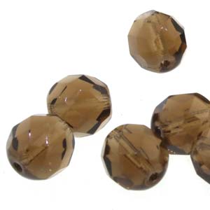 6MM Round Smoked Topaz Czech Glass Fire Polished Beads