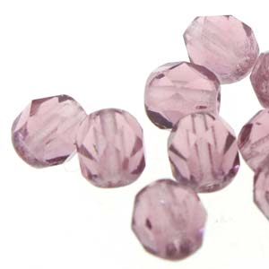 6MM Round Amethyst Czech Glass Fire Polished Beads