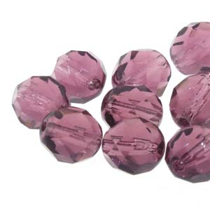 6MM Round Medium Amethyst Czech Glass Fire Polished Beads