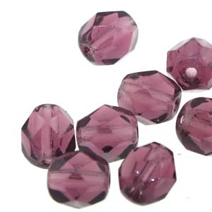6MM Round Dark Amethyst Czech Glass Fire Polished Beads