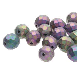 4MM Jet Red Iris Matte Czech Glass Fire Polished Beads