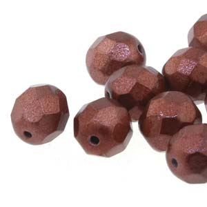 8MM Metalust Burnt Copper Czech Glass Fire Polished Beads