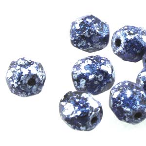 6MM Round Tweedy Blue Czech Glass Fire Polished Beads