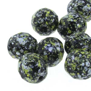 6MM Round Tweedy Green Czech Glass Fire Polished Beads