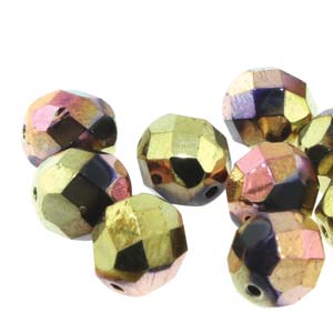 6MM Round Jet California Pink Czech Glass Fire Polished Beads