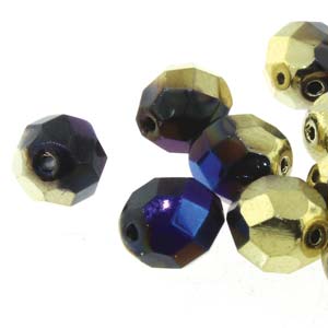 6MM Round Jet California Blue Czech Glass Fire Polished Beads