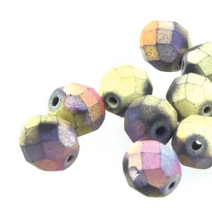 6MM Round Matte California Violet Czech Glass Fire Polished Beads