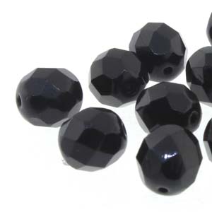 6MM Round Jet Czech Glass Fire Polished Beads