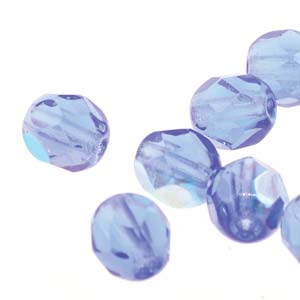 4MM Light Sapphire AB Czech Glass Fire Polished Beads