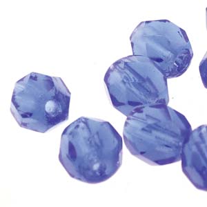 6MM Round Sapphire Czech Glass Fire Polished Beads