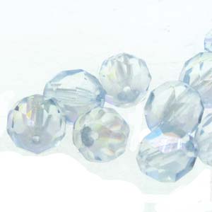 6MM Round Ice Blue Czech Glass Fire Polished Beads