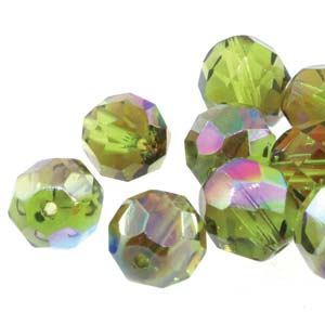 6MM Round Olive Brown Rainbow Czech Glass Fire Polished Beads