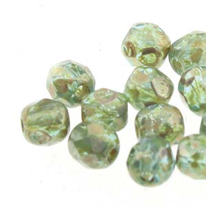 3MM Aqua Picasso Czech Glass Fire Polished Beads