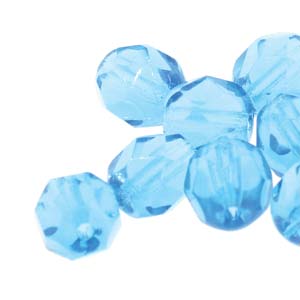 6MM Round Aqua Czech Glass Fire Polished Beads