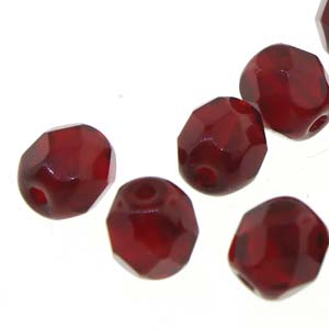 6MM Round Lt Garnet Czech Glass Fire Polished Beads