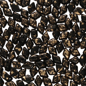 Mini Gemduo 6X4mm Gold Splash Jet Beads