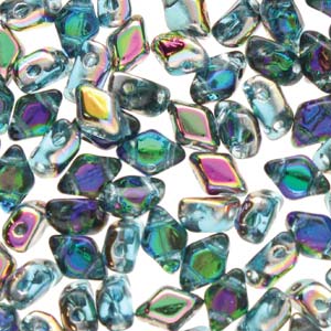 Mini Gemduo 6X4mm Aquamarine Vitrail Beads