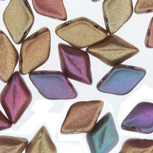 GemDUO 8X5mm Dark Gold Rainbow Beads