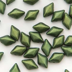 GemDUO 8X5mm Gold Shine Dk Olive Beads