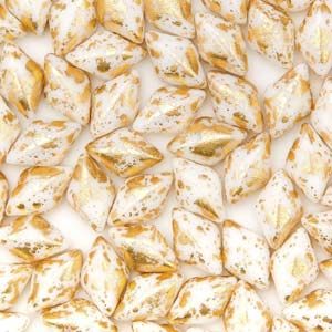 GemDUO 8X5mm Gold Splash Chalk Beads