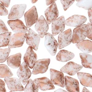 GemDUO 8X5mm Chalk Copper Splash Beads