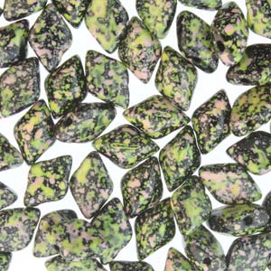 GemDUO 8X5mm Jet-Green Pink Confetti Beads