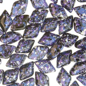 GemDUO 8X5mm Jet Indigo Confetti Beads