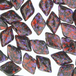 GemDUO 8X5mm Jet Berry Confetti Beads