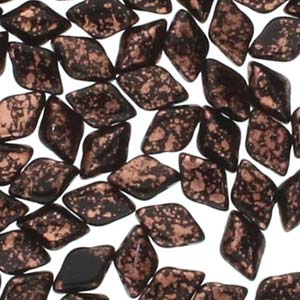 GemDUO 8X5mm Jet Copper Splash Beads