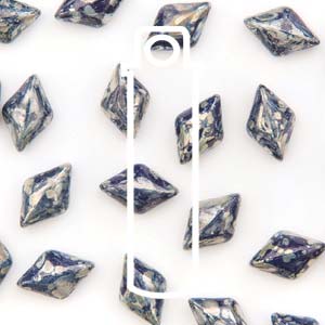 GemDUO 8X5mm Navy Picasso Beads