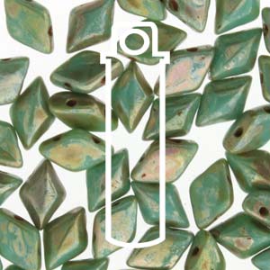 GemDUO 8X5mm Turquoise Green Picasso Beads