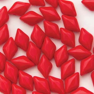 GemDUO 8X5mm Coral Red Opaque Beads